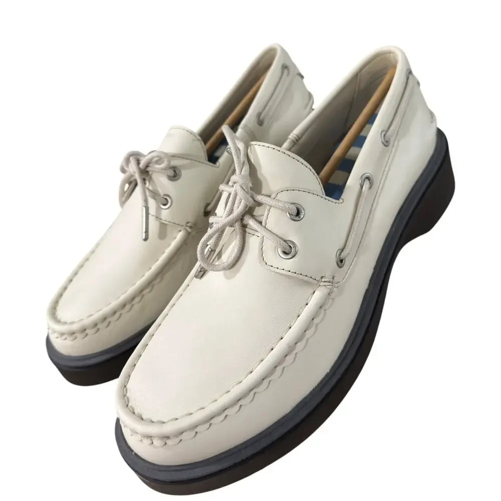 NEW Sperry Women's Bayside Leather Boat Shoe White Size 10M